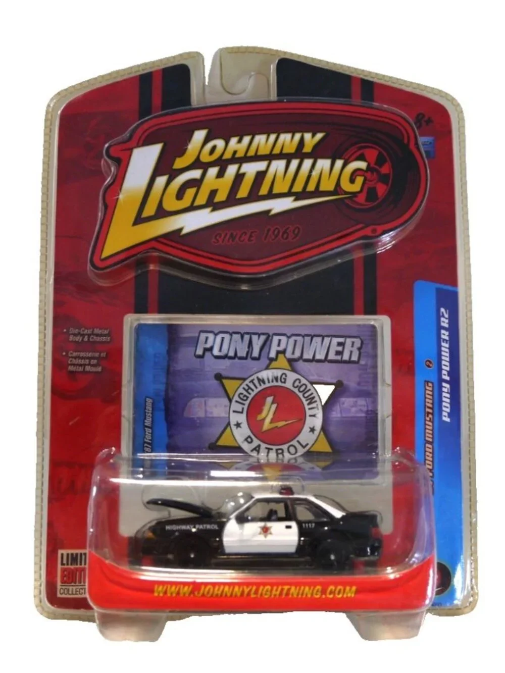Johnny Lightning Pony Power 1987 Ford Mustang Police Car 1:64 diecast New 2007